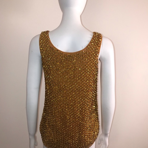 Vintage beaded gold tank sweater - Picture 5 of 5